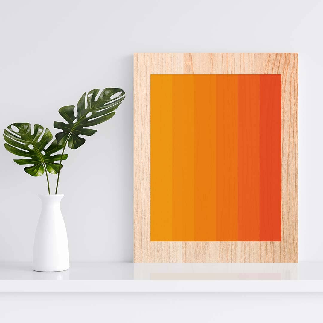 Detalle del cuadro de madera Orange Lines