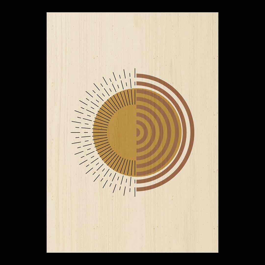 Cuadro de madera de pino sol y luna
