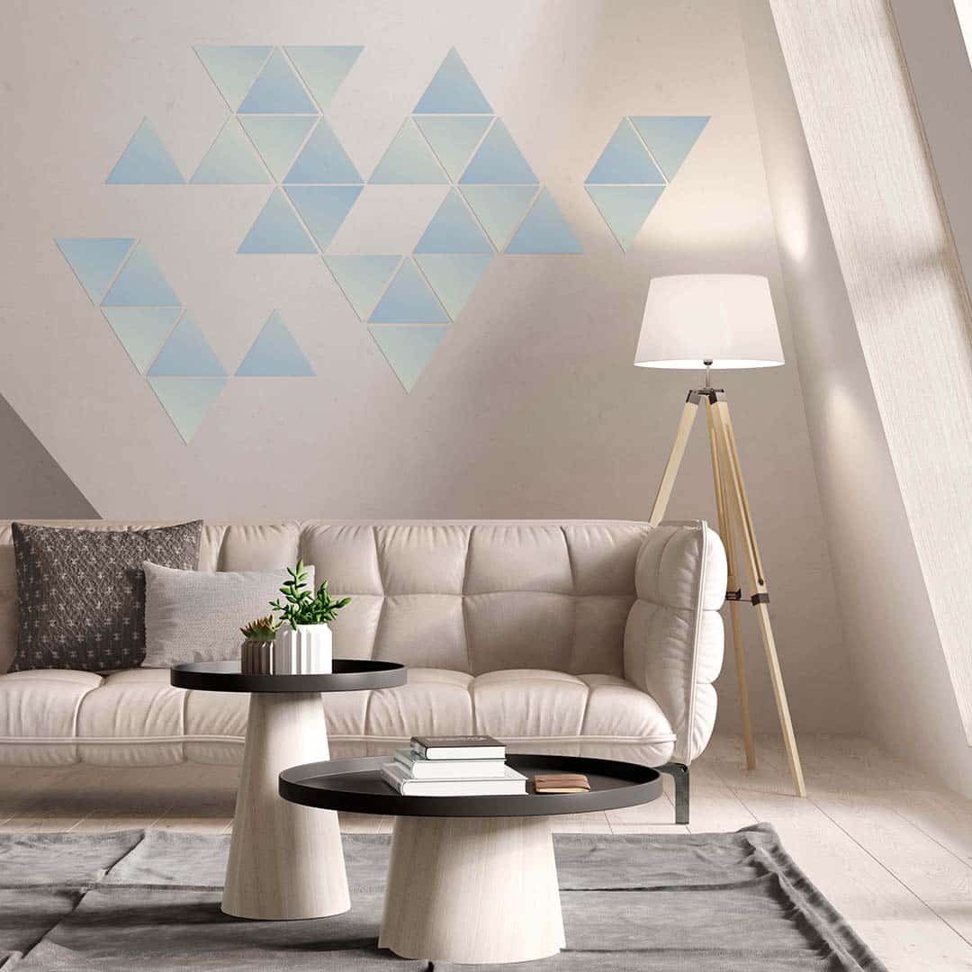 Ambiente sofá triángulos decorativos Degradee Green