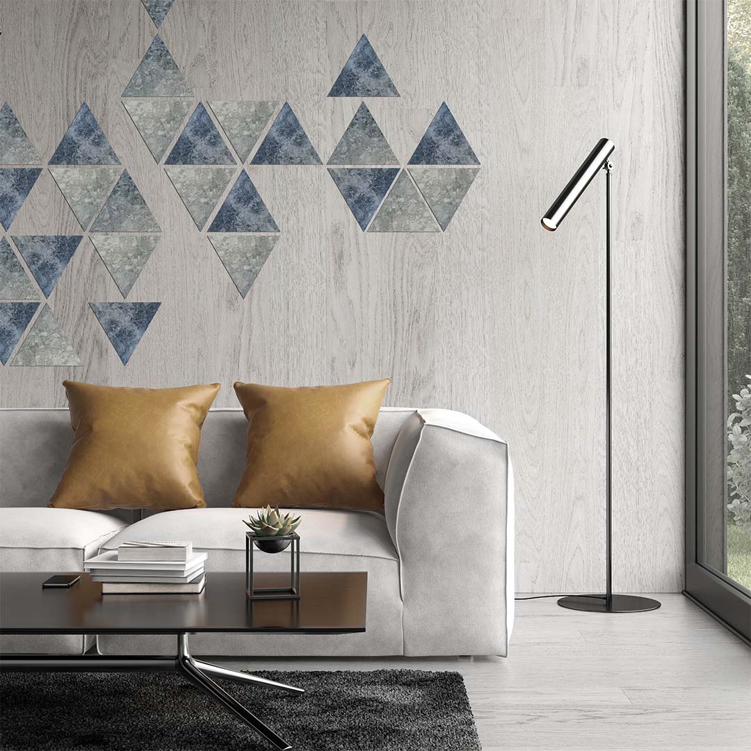 Ambiente detalle triángulos decorativos Stone Bluegreen