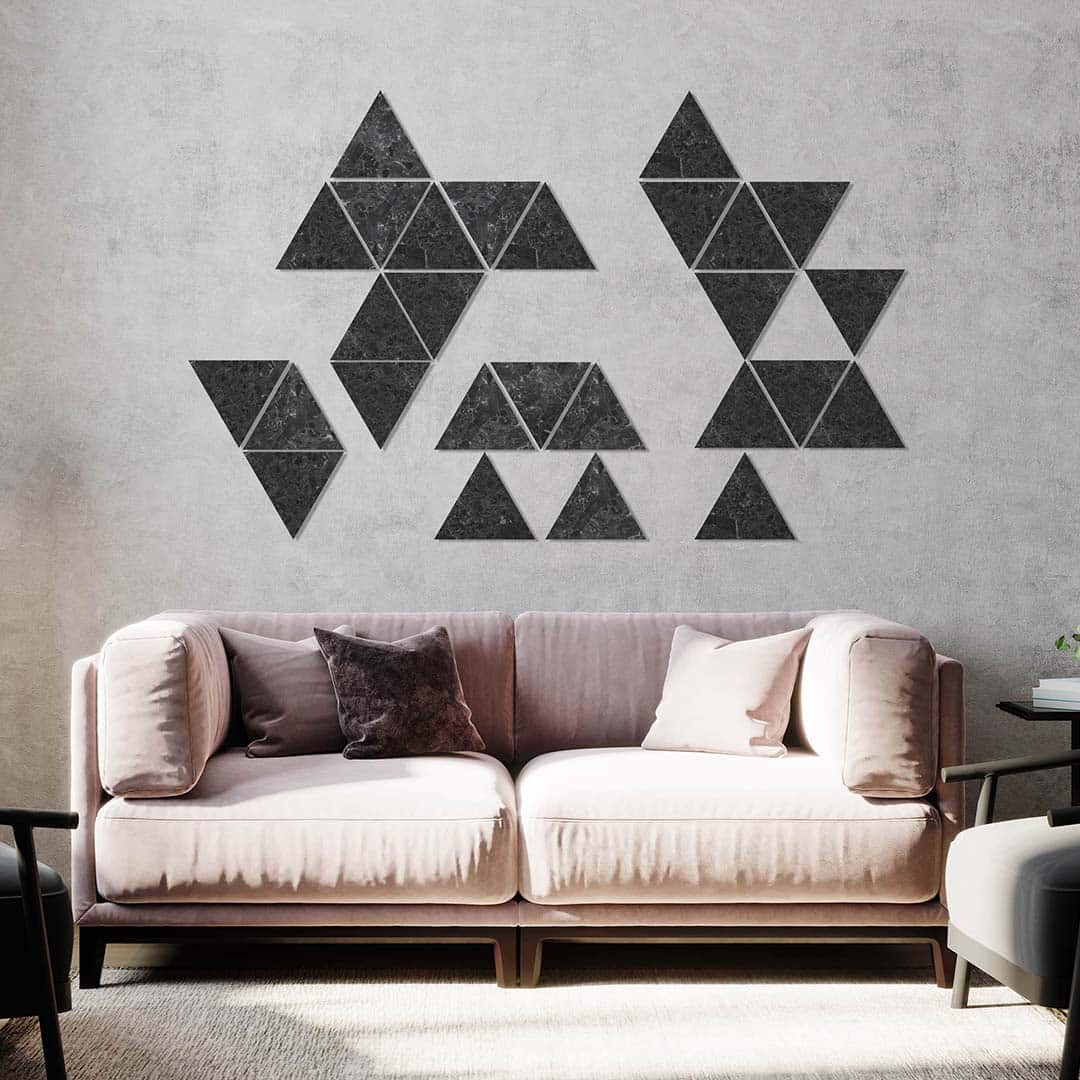 Ambiente sofá triángulos decorativos Storm Black