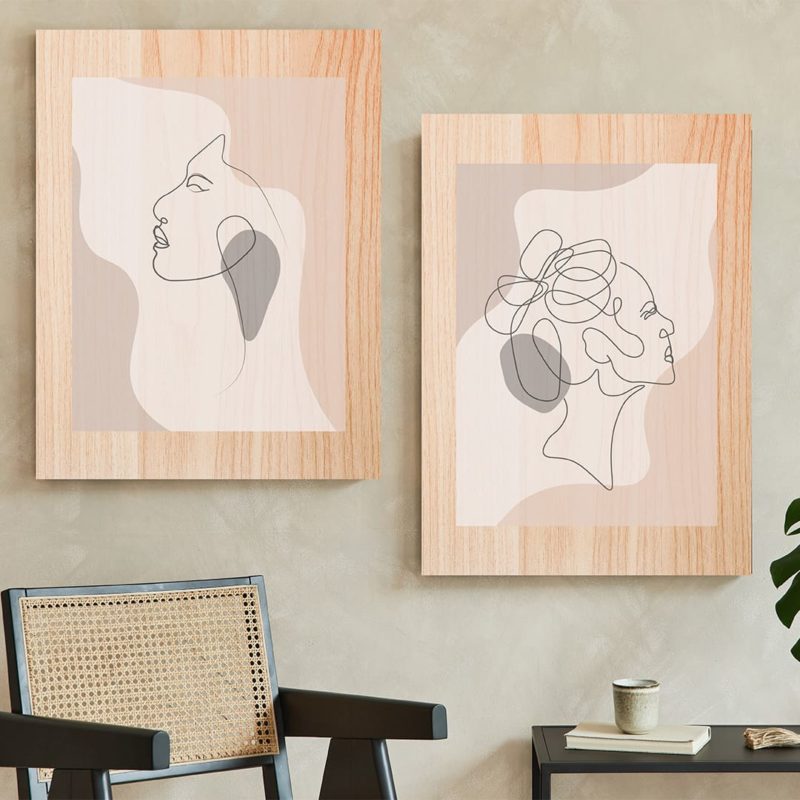 Ambiente con los dos cuadros de madera Duo Faces