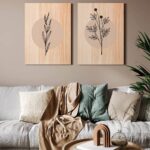 Ambiente con dos cuadros de madera de la colección Brotes